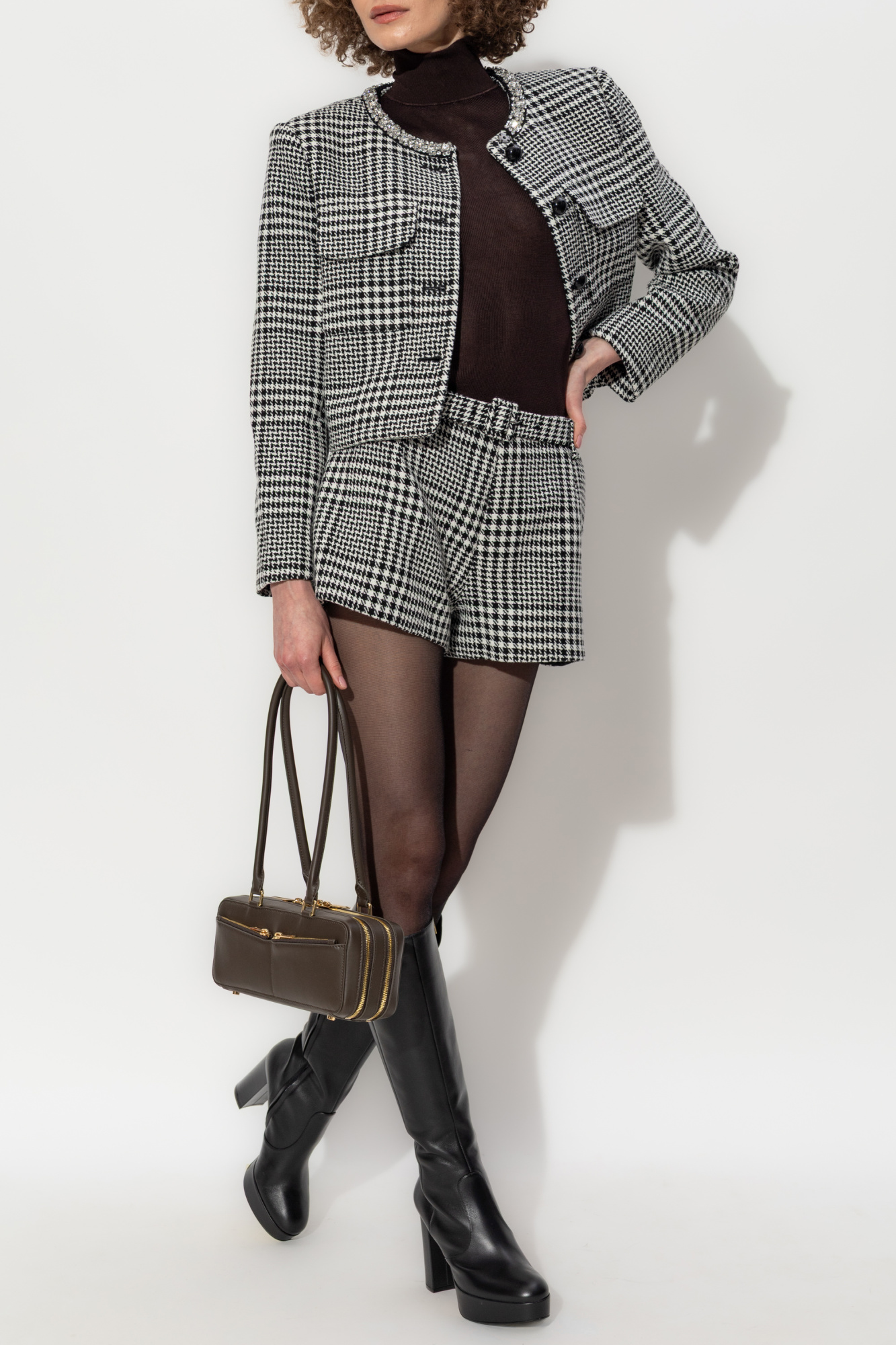 ジャケット SELF-PORTRAIT Woman Jacket White PF25111JBW BLACKANDWHITE Self-Portrait - Jacquard knit jacket White - The Corner
